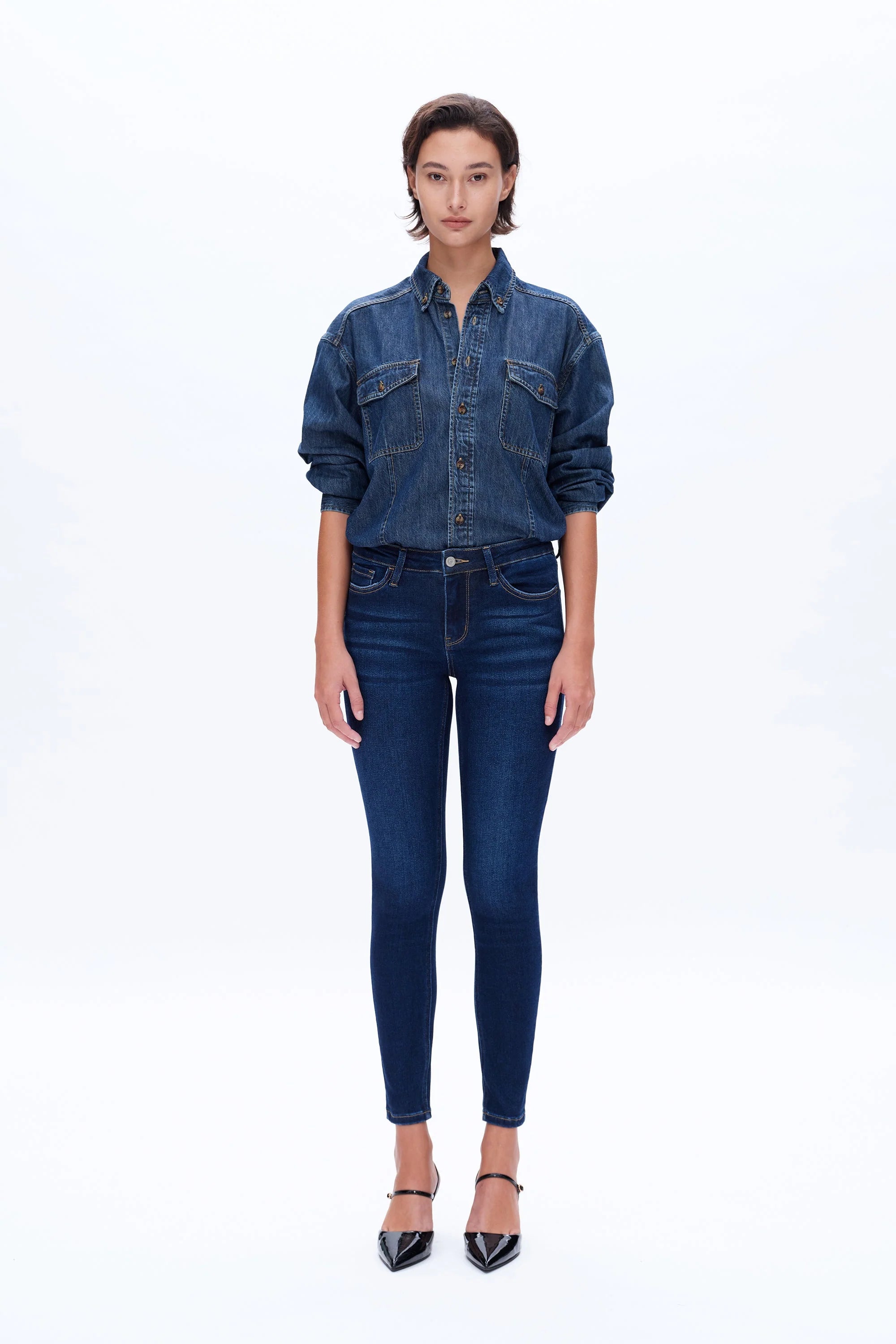 Mary Mid Rise skinny Denim in Dark Blue