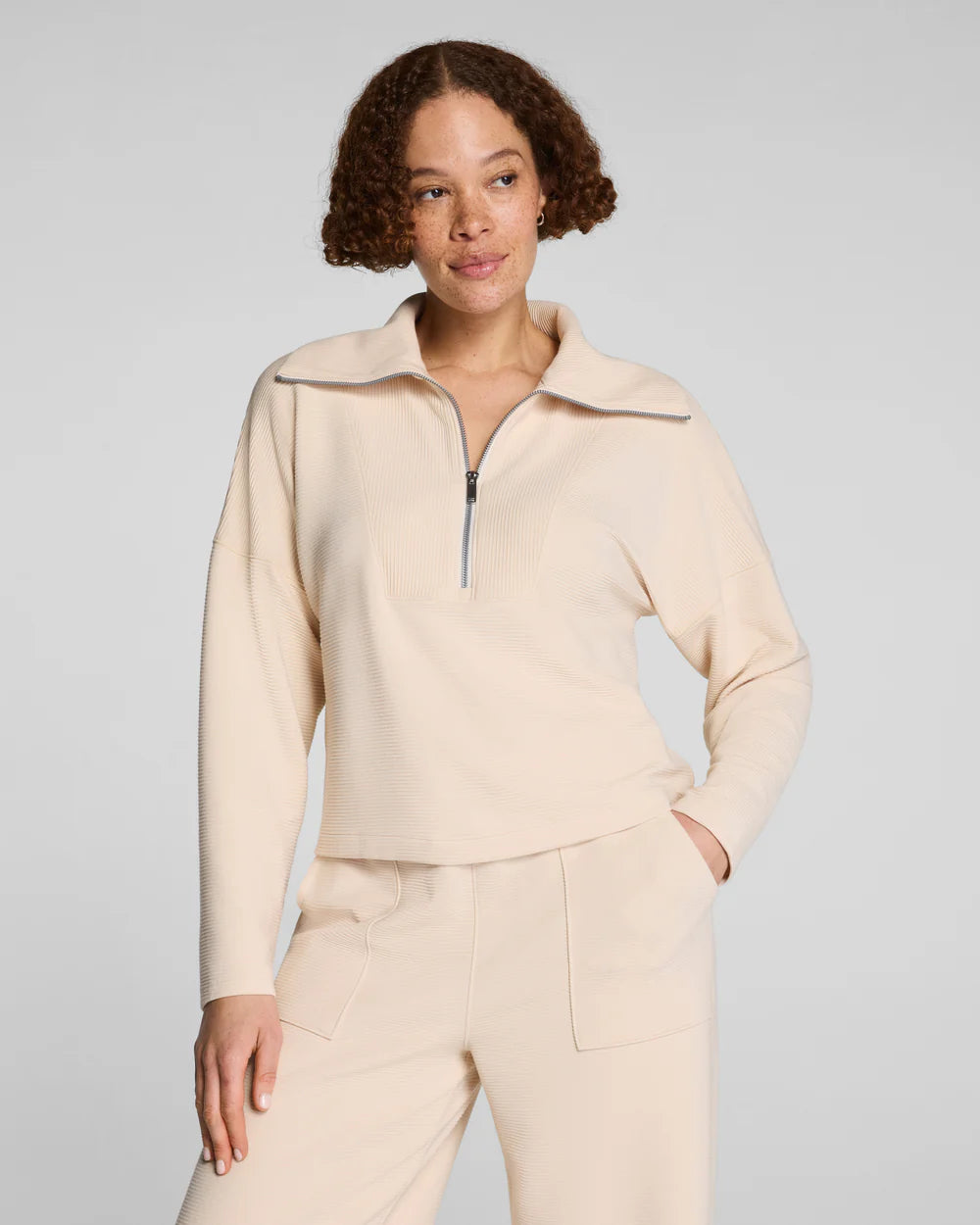 SPANX AirEssentials® Half Zip in Toasted Coconut