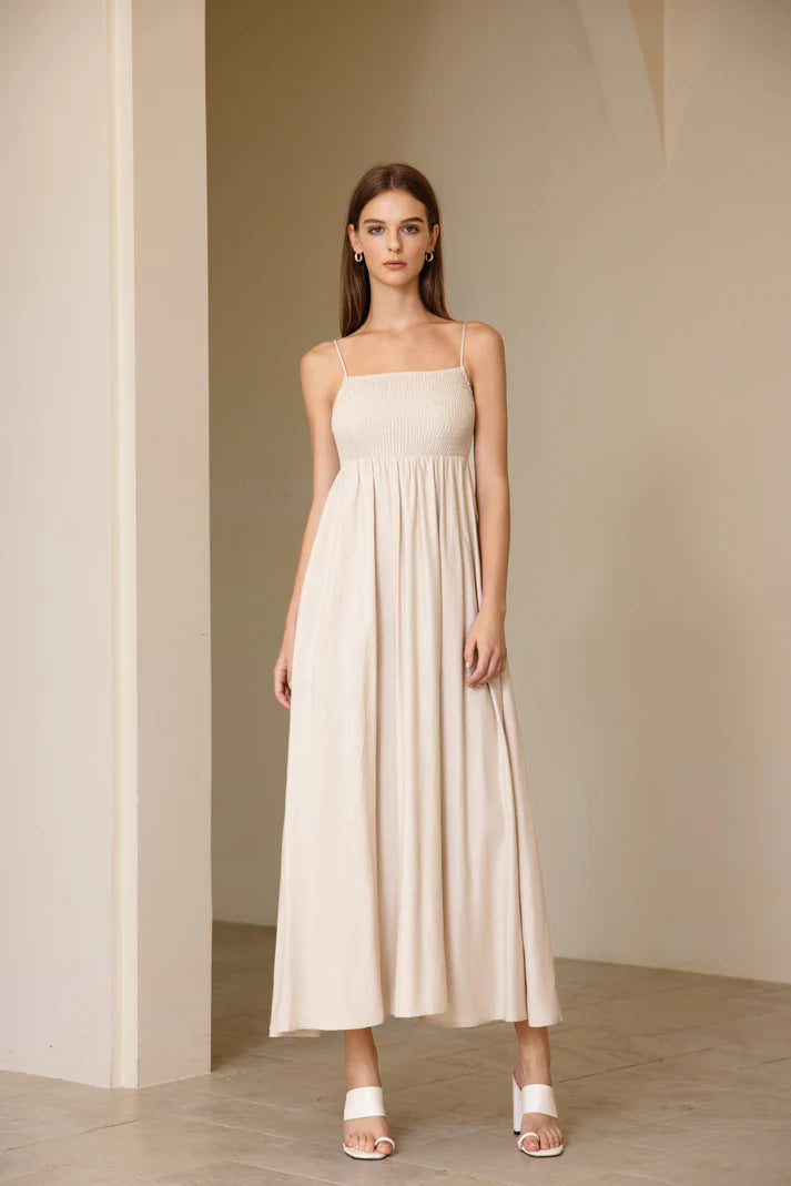 Linen Dress in Blue/White Stripe