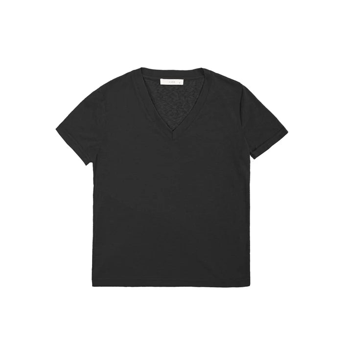 Linen V-Neck T-Shirt - Black