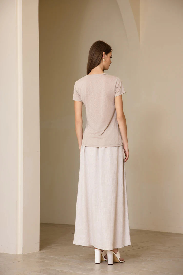 Linen T-Shirt in Sand