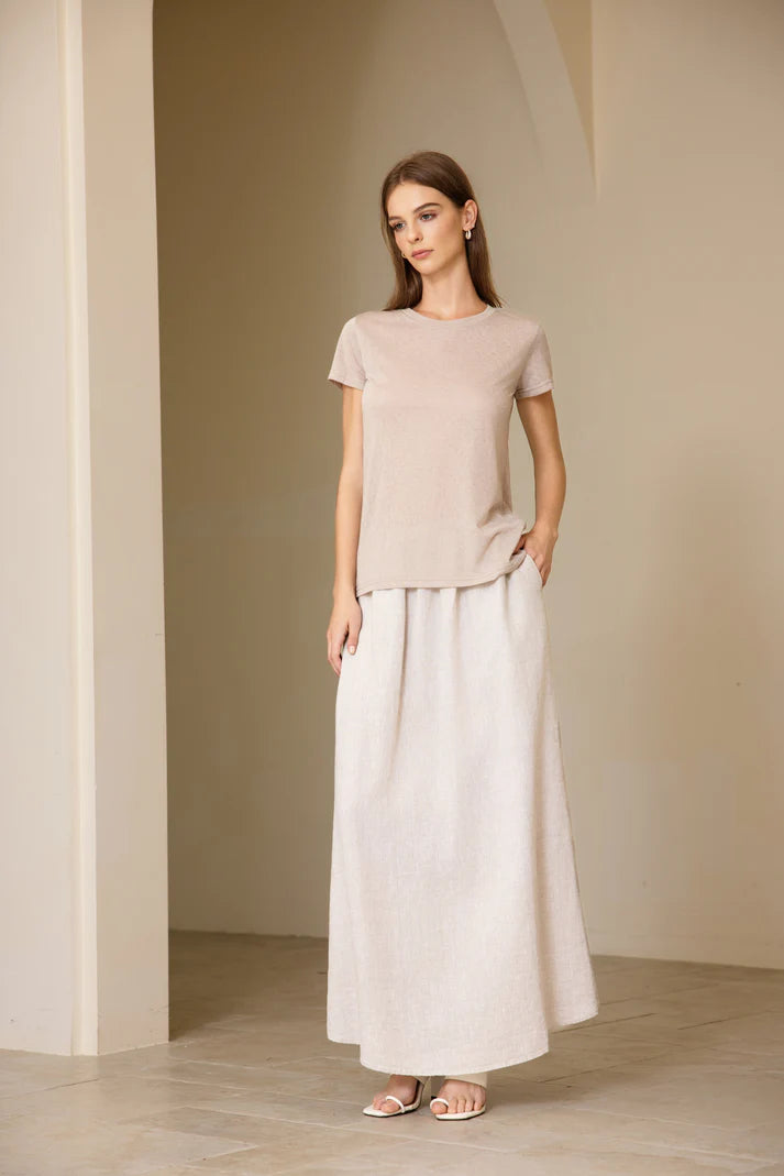 Linen T-Shirt in Sand
