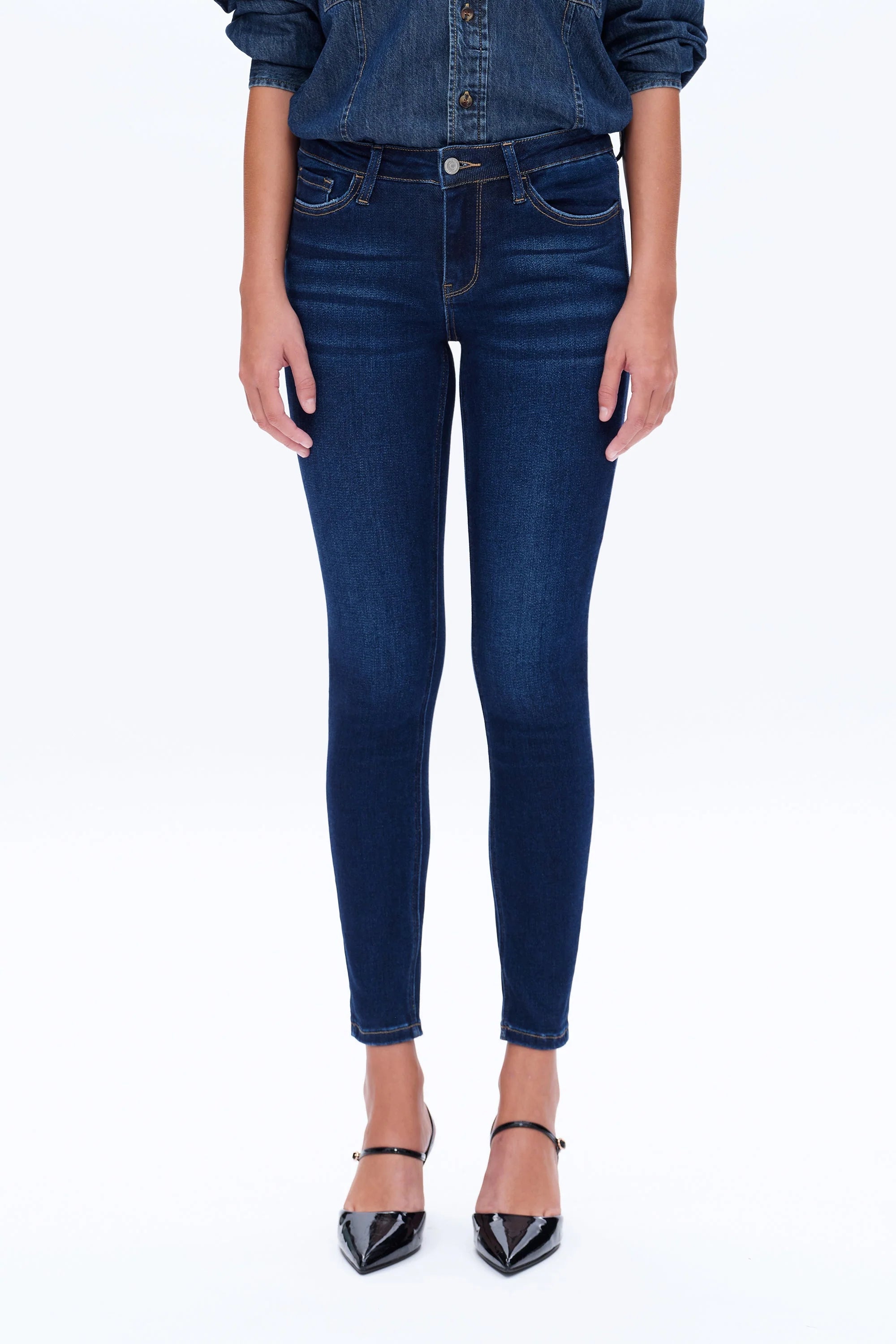 Mary Mid Rise skinny Denim in Dark Blue