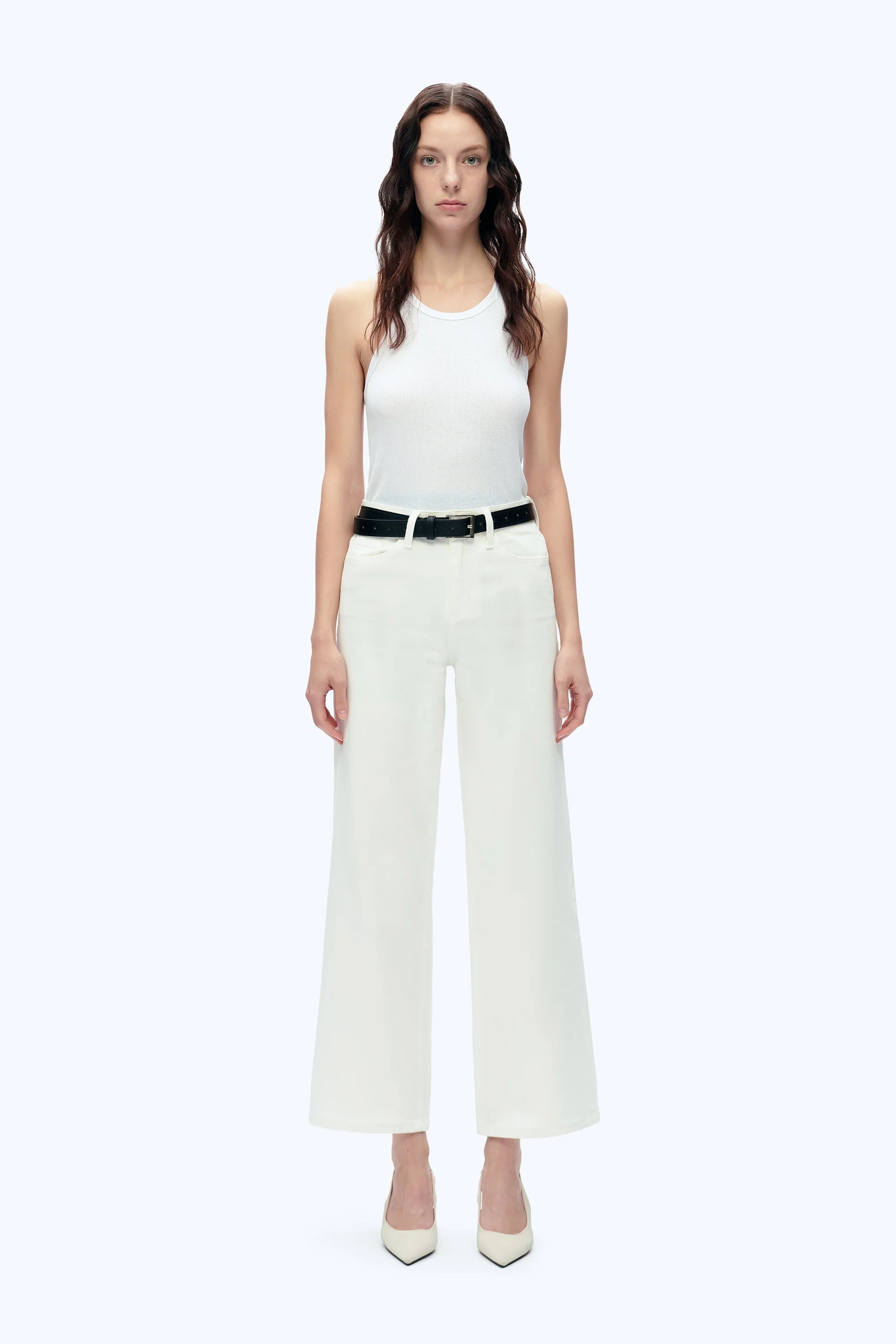 High Rise Wide Leg Denim in White