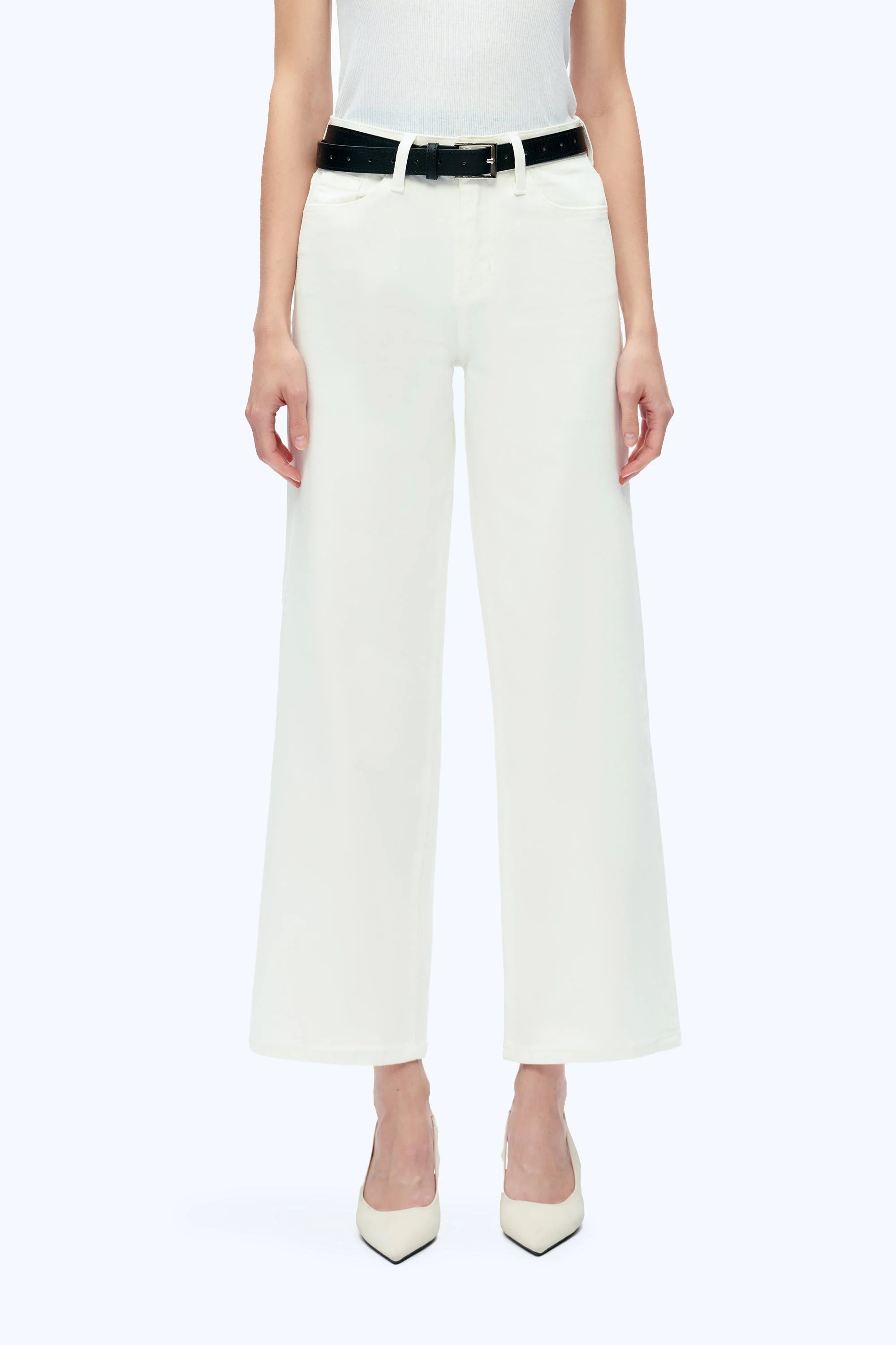 High Rise Wide Leg Denim in White