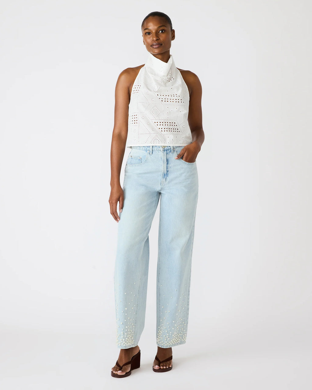 Wide Leg Pearl Jeans