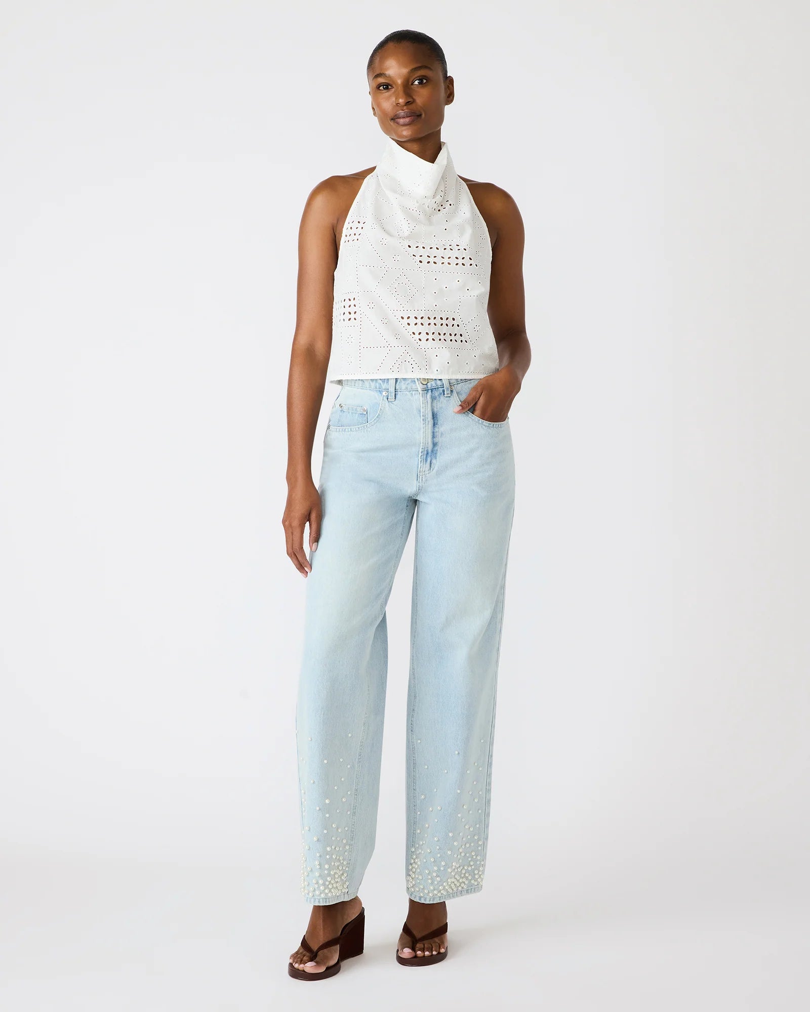 Wide Leg Pearl Jeans