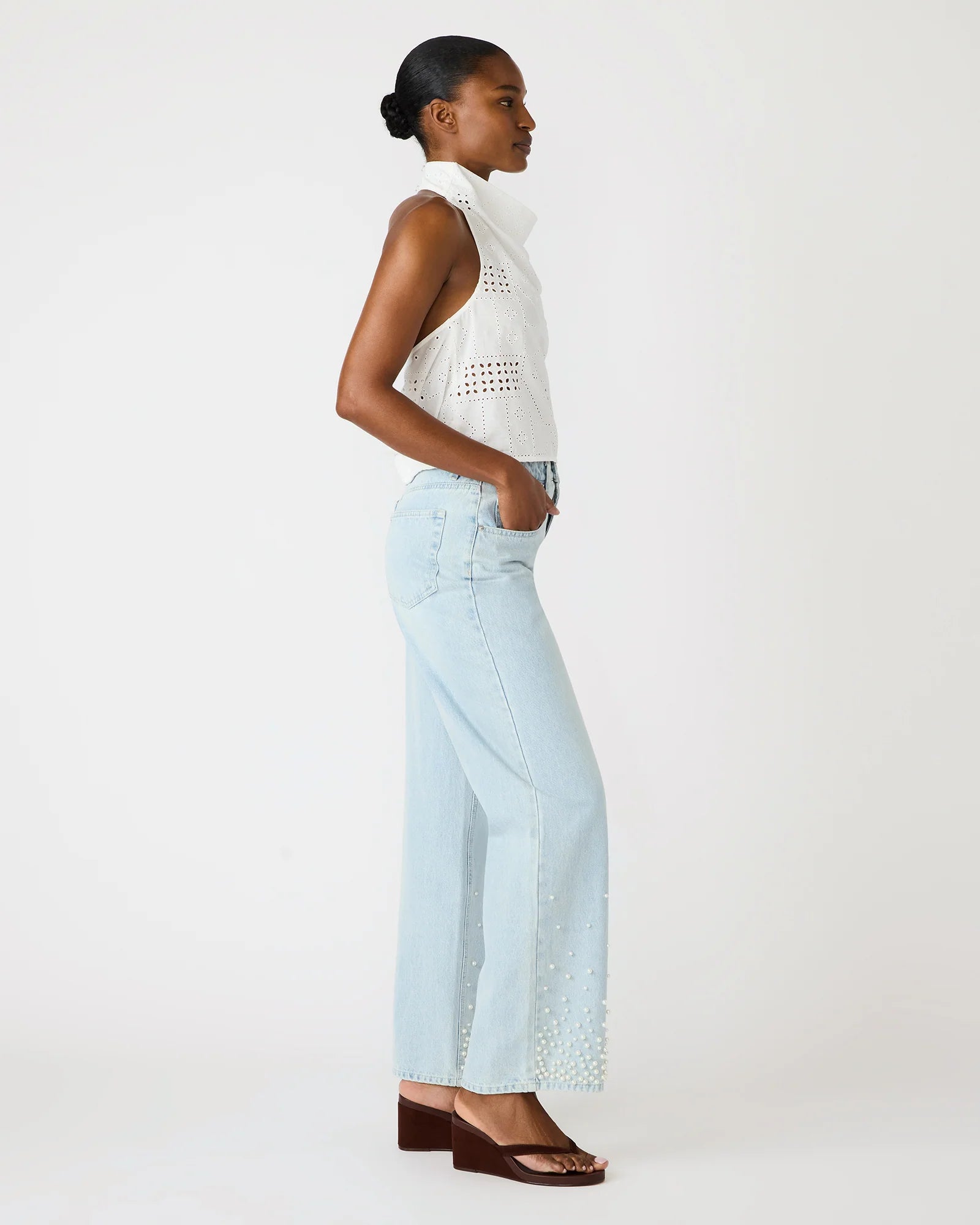 Wide Leg Pearl Jeans