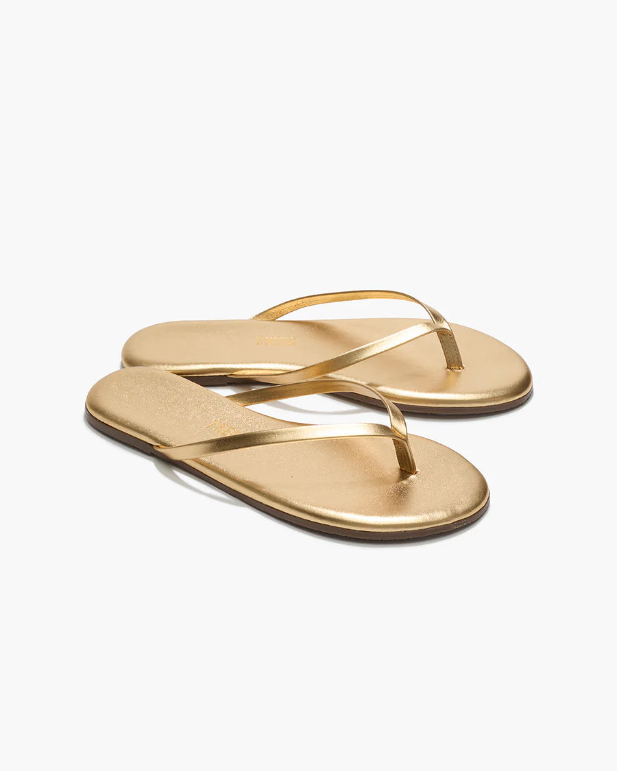 Lily Metallic Leather Flip Flops