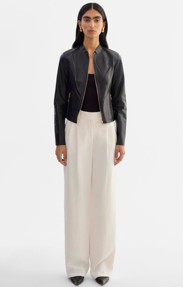 CHAPIN Reversible Leather Jacket in Blk/Gld