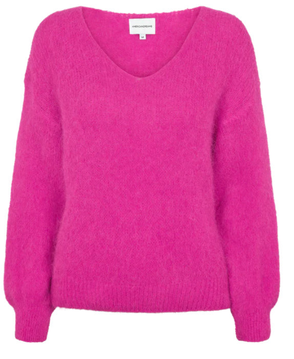 Milana LS Mohair Knit in Neon Pink